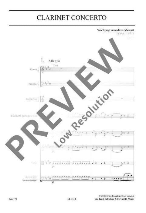 Concerto A major KV 622 莫札特 協奏曲大調 總譜 歐伊倫堡版 | 小雅音樂 Hsiaoya Music