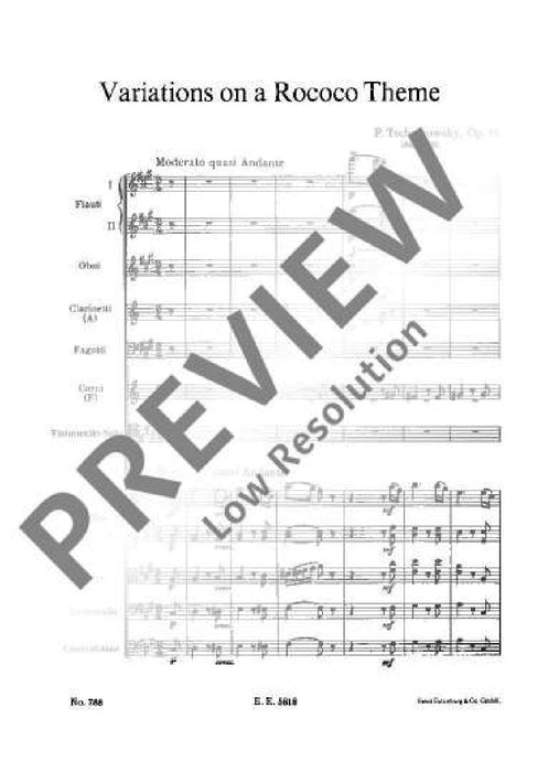 Variations on a Rococo Theme op. 33 柴科夫斯基．彼得 羅可可主題變奏曲 總譜 歐伊倫堡版 | 小雅音樂 Hsiaoya Music