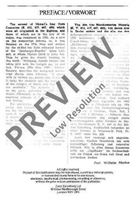 Horn Concerto No. 2 Eb major KV 417 莫札特 法國號協奏曲 大調 總譜 歐伊倫堡版 | 小雅音樂 Hsiaoya Music