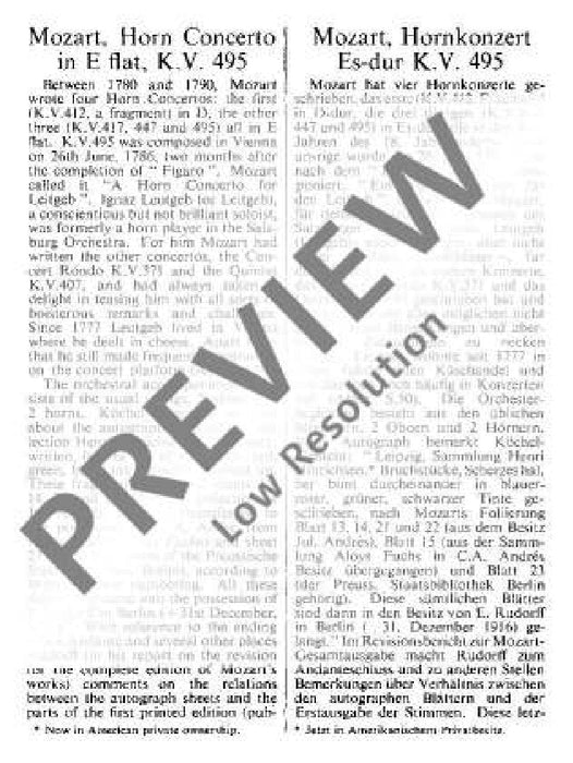 Horn Concerto No. 4 Eb major KV 495 莫札特 法國號協奏曲 大調 總譜 歐伊倫堡版 | 小雅音樂 Hsiaoya Music