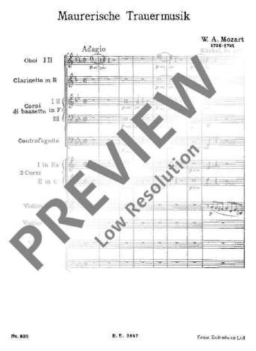 Masonic Funeral Music KV 477 莫札特 總譜 歐伊倫堡版 | 小雅音樂 Hsiaoya Music