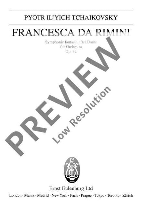 Francesca da Rimini op. 32 CW 43 Symphonic fantasia after Dante 柴科夫斯基．彼得 里米尼的弗朗切斯卡 幻想曲 總譜 歐伊倫堡版 | 小雅音樂 Hsiaoya Music