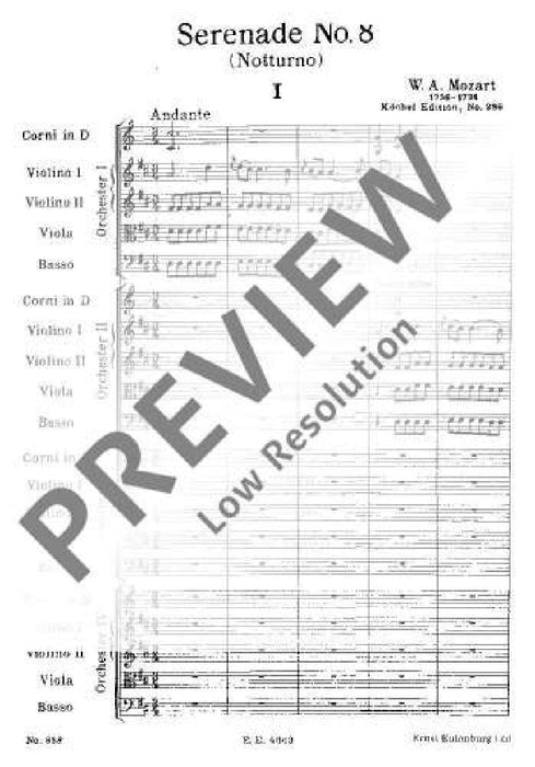 Serenade No. 8 D major KV 286 Notturno 莫札特 小夜曲 大調 總譜 歐伊倫堡版 | 小雅音樂 Hsiaoya Music