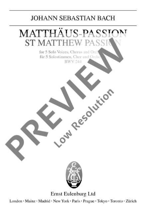 St Matthew Passion BWV 244 巴赫約翰‧瑟巴斯提安 聖馬太受難曲 總譜 歐伊倫堡版 | 小雅音樂 Hsiaoya Music