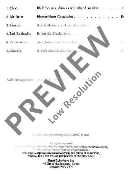 Cantata No. 6 (Feria 2 Paschatos) BWV 6 Bide with us for now is night approaching 巴赫約翰‧瑟巴斯提安 清唱劇 總譜 歐伊倫堡版 | 小雅音樂 Hsiaoya Music