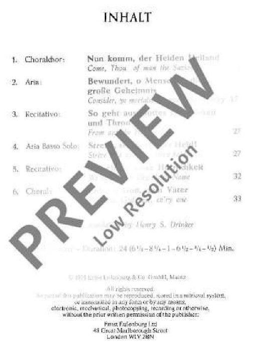 Cantata No.62 (Adventus Christi) BWV 62 Come, Thou the Saviour of man (2nd Version) 巴赫約翰‧瑟巴斯提安 清唱劇 總譜 歐伊倫堡版 | 小雅音樂 Hsiaoya Music