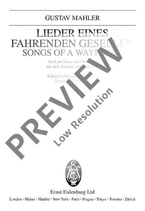 Songs of a Wayfarer 馬勒．古斯塔夫 旅人之歌 總譜 歐伊倫堡版 | 小雅音樂 Hsiaoya Music