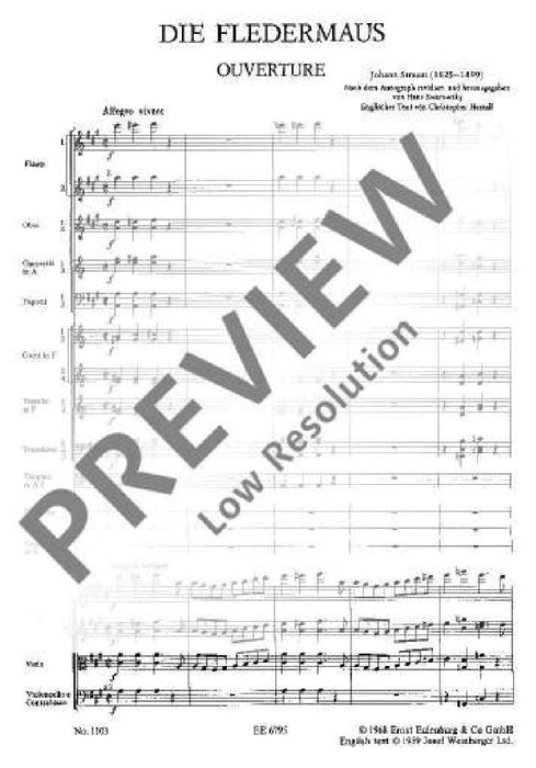 The Bat op. 362 Overture to the Operetta 史特勞斯．約翰 序曲 總譜 歐伊倫堡版 | 小雅音樂 Hsiaoya Music