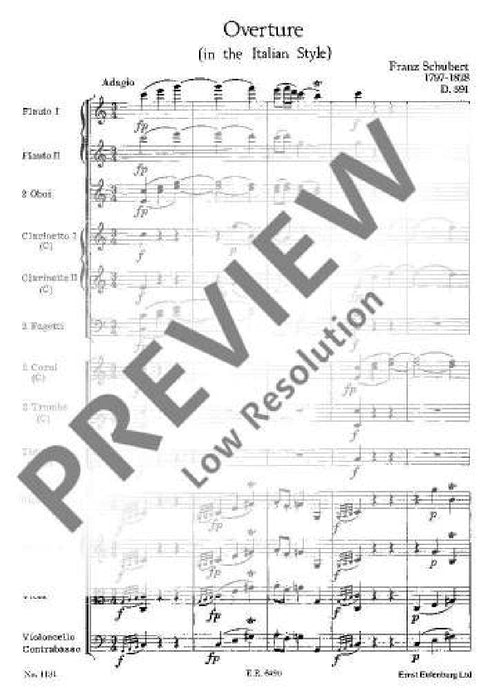 Overture in the Italian Style C major D 591 舒伯特 序曲 風格大調 總譜 歐伊倫堡版 | 小雅音樂 Hsiaoya Music