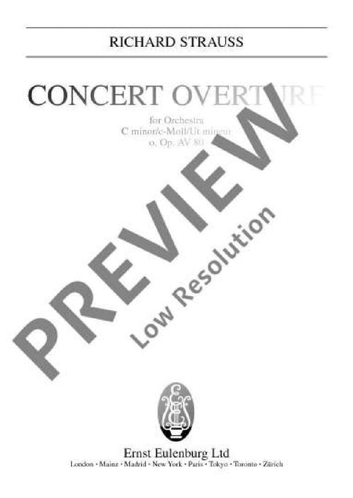 Concert Overture C minor o. Op. AV. 80 史特勞斯理查 音樂會序曲小調 總譜 歐伊倫堡版 | 小雅音樂 Hsiaoya Music