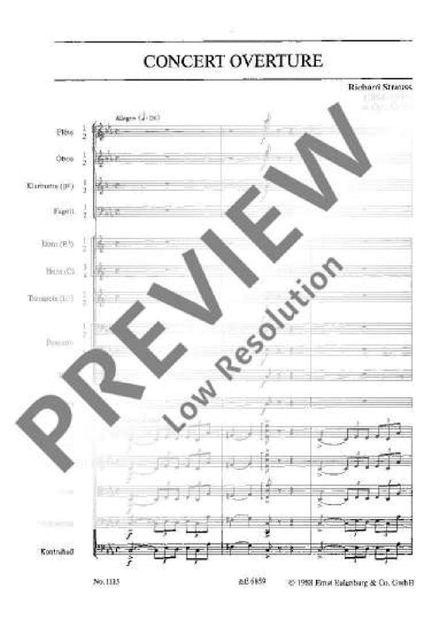 Concert Overture C minor o. Op. AV. 80 史特勞斯理查 音樂會序曲小調 總譜 歐伊倫堡版 | 小雅音樂 Hsiaoya Music
