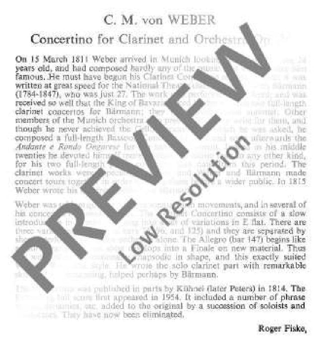 Concertino Eb major op. 26 JV 109 韋伯．卡爾 小協奏曲大調 總譜 歐伊倫堡版 | 小雅音樂 Hsiaoya Music