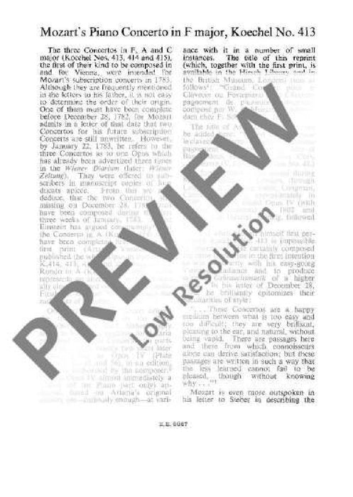 Concerto No. 11 F major KV 413 Cadenzas by the Composer 莫札特 協奏曲 大調 裝飾樂段 作曲家 總譜 歐伊倫堡版 | 小雅音樂 Hsiaoya Music