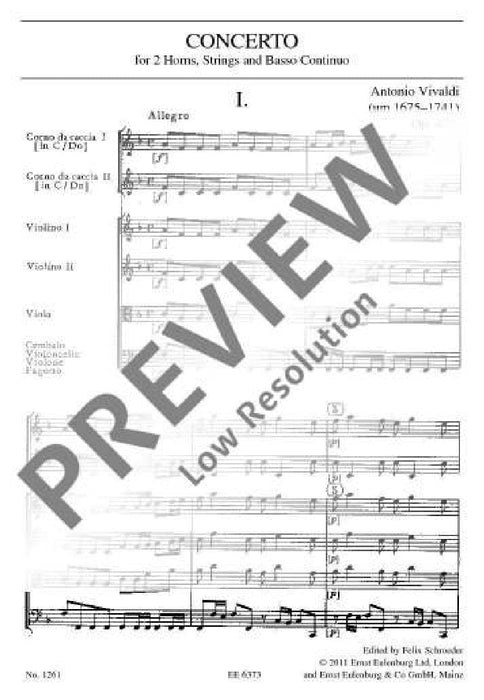 Concerto F major op. 47/6 RV / P 321 for 2 Horns, Strings and Basso continuo 韋瓦第 協奏曲大調 法國號弦樂器 總譜 歐伊倫堡版 | 小雅音樂 Hsiaoya Music