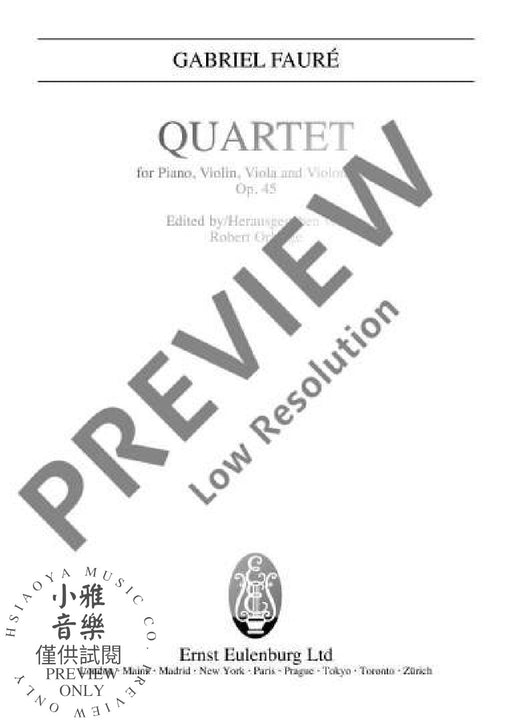 Piano Quartet No. 2 op. 45 佛瑞 鋼琴四重奏 歐伊倫堡版 | 小雅音樂 Hsiaoya Music