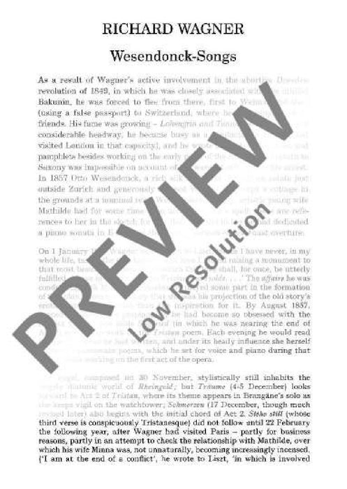 Wesendonck-Lieder WWV 91 A 華格納．理查 歌曲 總譜 歐伊倫堡版 | 小雅音樂 Hsiaoya Music