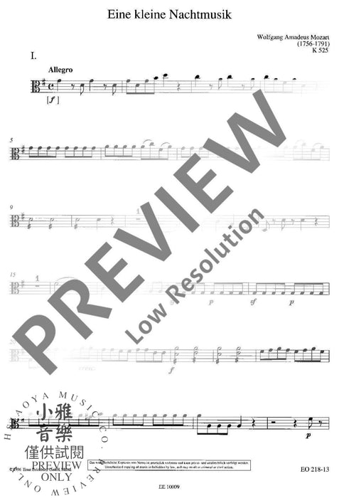 Eine kleine Nachtmusik KV 525 Serenade G major 莫札特 弦樂五重奏 弦樂小夜曲小夜曲大調 歐伊倫堡版 | 小雅音樂 Hsiaoya Music