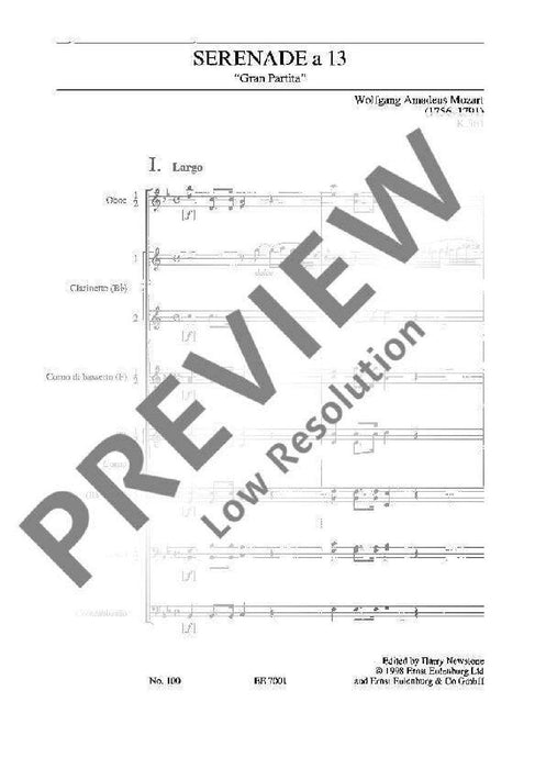Serenade a 13 No. 10 B flat major KV 361 Gran Partita 莫札特 小夜曲 大調 古組曲 總譜 歐伊倫堡版 | 小雅音樂 Hsiaoya Music