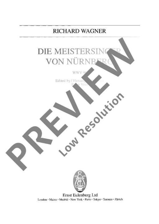 The Mastersingers of Nuremberg WWV 96 from the new Complete Edition 華格納．理查 紐倫堡的名歌手 總譜 歐伊倫堡版 | 小雅音樂 Hsiaoya Music