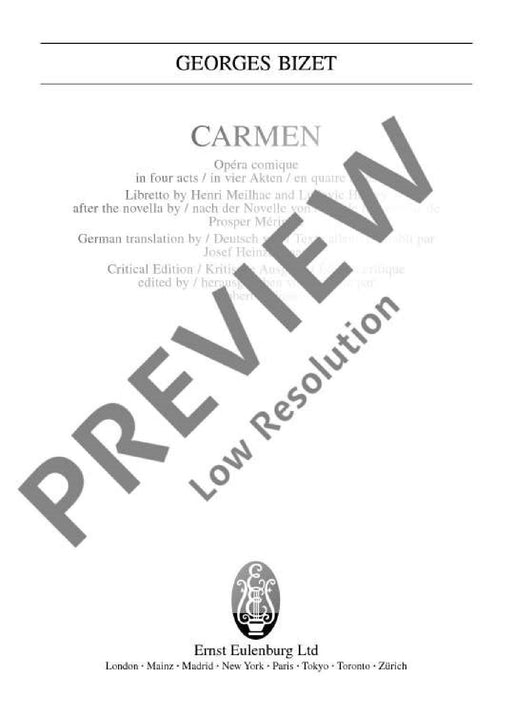 Carmen Opéra comique in four acts 比才 卡門 總譜 歐伊倫堡版 | 小雅音樂 Hsiaoya Music