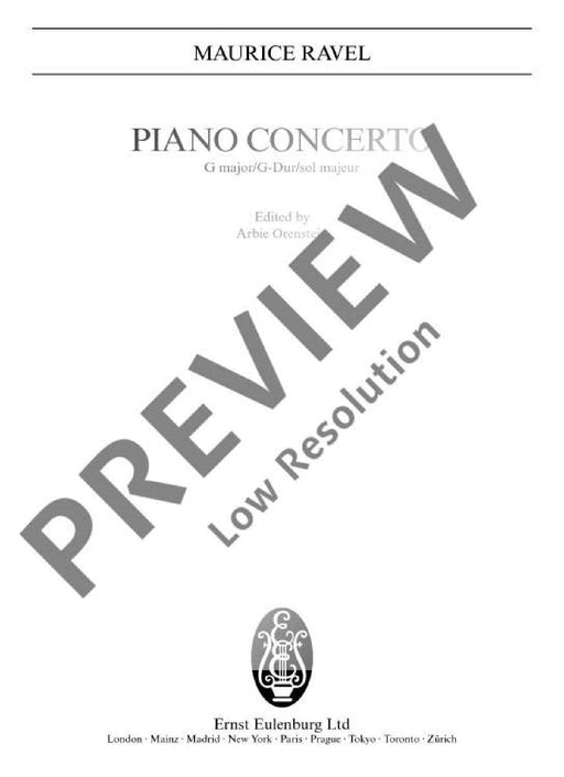 Piano Concerto G major 拉威爾摩利斯 鋼琴協奏曲大調 總譜 歐伊倫堡版 | 小雅音樂 Hsiaoya Music