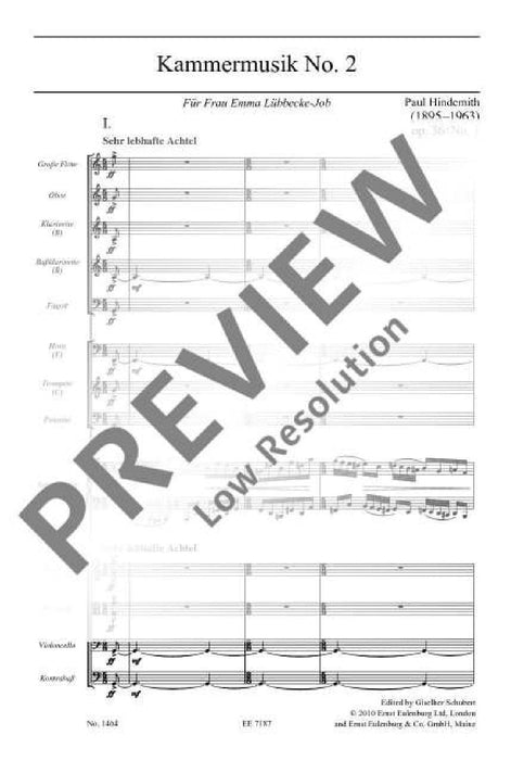 Chamber Music No. 2 op. 36/1 辛德密特 室內樂 總譜 歐伊倫堡版 | 小雅音樂 Hsiaoya Music