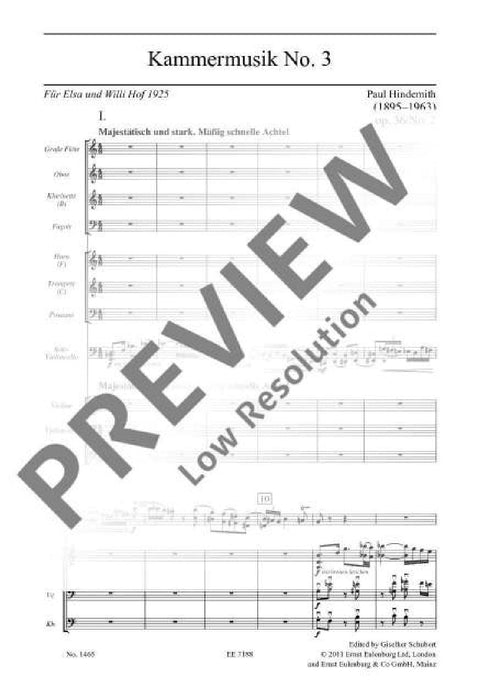 Chamber music No. 3 op. 36/2 für obligates Violoncello und 10 Solo-Instrumente 辛德密特 室內樂 大提琴 總譜 歐伊倫堡版 | 小雅音樂 Hsiaoya Music