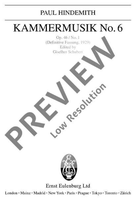Chamber Music No. 6 op. 46/1 for viola d'amore and chamber orchestra 辛德密特 室內樂 中提琴 室內合奏團 總譜 歐伊倫堡版 | 小雅音樂 Hsiaoya Music