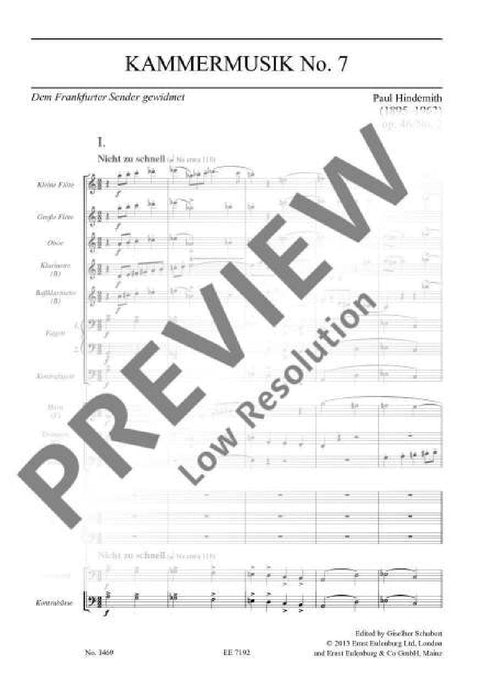Chamber Music No. 7 op. 46/2 for organ and chamber orchestra 辛德密特 室內樂 管風琴室內合奏團 總譜 歐伊倫堡版 | 小雅音樂 Hsiaoya Music