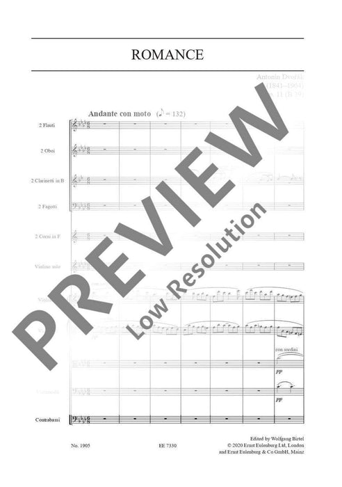 Romance op. 11 B 39 德弗札克 浪漫曲 總譜 歐伊倫堡版 | 小雅音樂 Hsiaoya Music