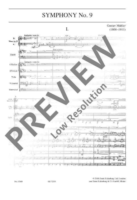 Symphony No. 9 馬勒．古斯塔夫 交響曲 總譜 歐伊倫堡版 | 小雅音樂 Hsiaoya Music