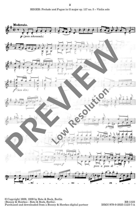Preludes and Fugues op. 117 Heft 2 雷格馬克斯 前奏曲 復格曲 小提琴獨奏 柏特-柏克版 | 小雅音樂 Hsiaoya Music
