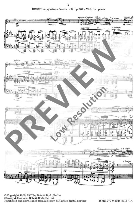 Sonata B flat Major op. 107 雷格馬克斯 奏鳴曲 大調 中提琴加鋼琴 柏特-柏克版 | 小雅音樂 Hsiaoya Music