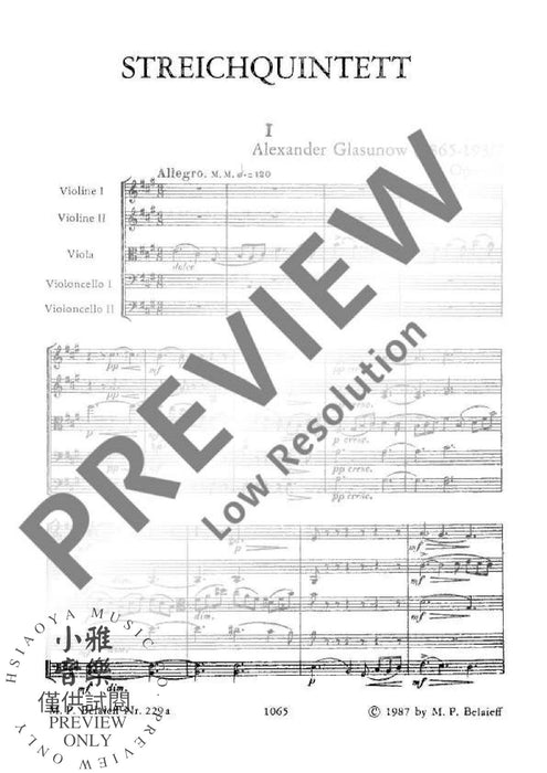 Quintet A major op. 39 葛拉祖諾夫 弦樂五重奏大調 | 小雅音樂 Hsiaoya Music