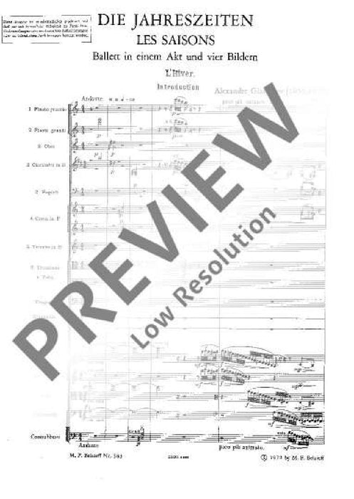 The Seasons op. 67 Ballet in one Act and four Tableaux by Marius Petipa 葛拉祖諾夫 四季 芭蕾 鋼琴 芭雷伴奏 | 小雅音樂 Hsiaoya Music