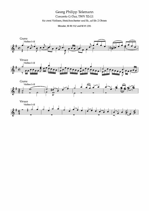 Concerto G major TWV 52:G1 Dresdener Konzert 泰勒曼 協奏曲大調 協奏曲 雙小提琴加鋼琴 | 小雅音樂 Hsiaoya Music