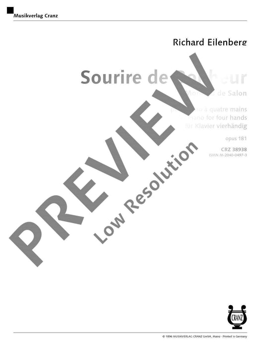 Sourire de Bonheur op. 181 Morceau de Salon 艾連堡 4手聯彈(含以上) | 小雅音樂 Hsiaoya Music