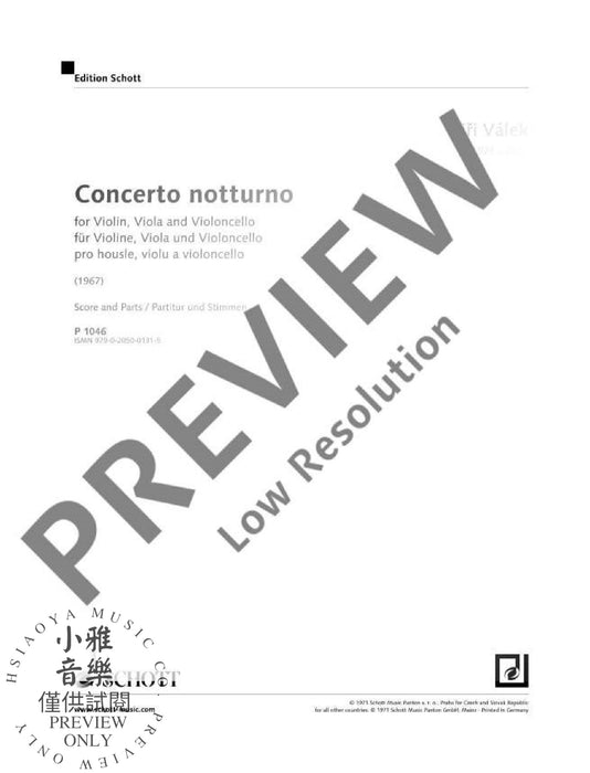 Concerto notturno 弦樂三重奏 協奏曲 朔特版 | 小雅音樂 Hsiaoya Music