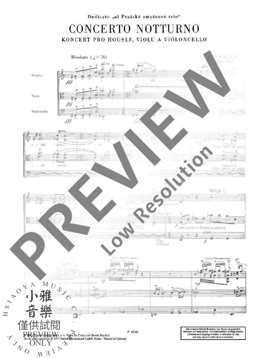 Concerto notturno 弦樂三重奏 協奏曲 朔特版 | 小雅音樂 Hsiaoya Music