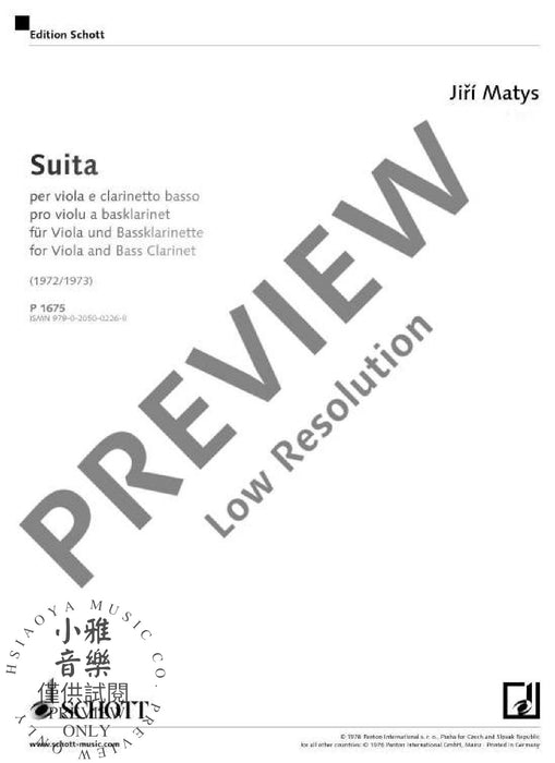 Suita for Viola and Bass Clarinet 混和二重奏 中提琴低音單簧管 朔特版 | 小雅音樂 Hsiaoya Music