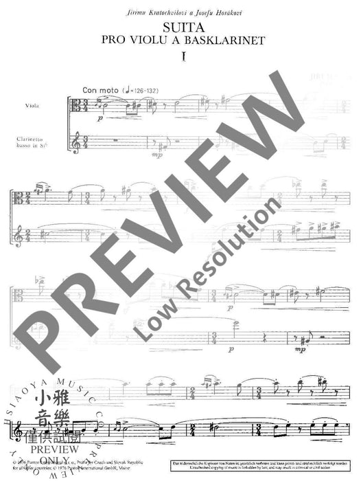 Suita for Viola and Bass Clarinet 混和二重奏 中提琴低音單簧管 朔特版 | 小雅音樂 Hsiaoya Music