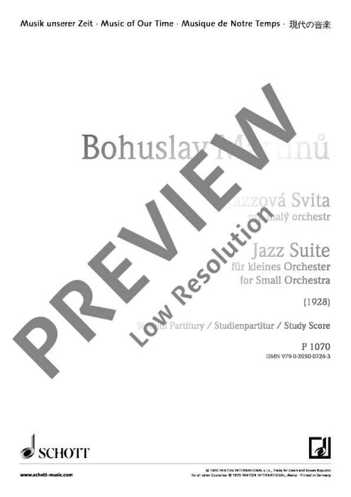 Jazz Suite H 172 馬悌努 爵士音樂組曲 總譜 朔特版 | 小雅音樂 Hsiaoya Music