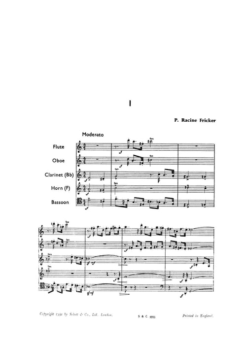 Wind Quintet op. 5 弗利可 管樂五重奏 總譜 朔特版 | 小雅音樂 Hsiaoya Music