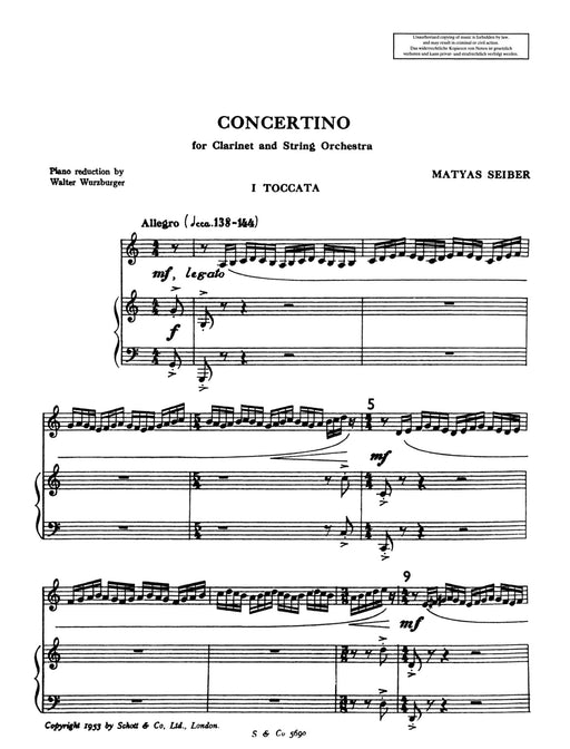 Concertino arranged for clarinet in B flat and piano 賽伯 小協奏曲改編 鋼琴 豎笛 1把以上加鋼琴 朔特版 | 小雅音樂 Hsiaoya Music