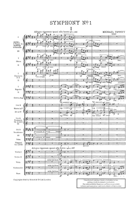 Symphony No. 1 提佩特 交響曲 總譜 朔特版 | 小雅音樂 Hsiaoya Music