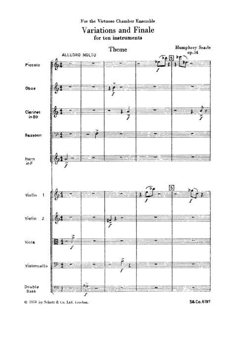 Variations and Finale op. 34 瑟爾 變奏曲終曲 總譜 朔特版 | 小雅音樂 Hsiaoya Music