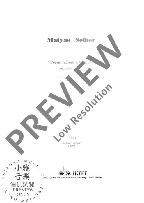 Permutazioni a Cinque 木管五重奏 朔特版 | 小雅音樂 Hsiaoya Music