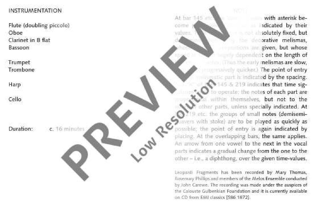 Leopardi Fragments op. 18 Cantate 馬克斯威爾．戴維斯 總譜 朔特版 | 小雅音樂 Hsiaoya Music
