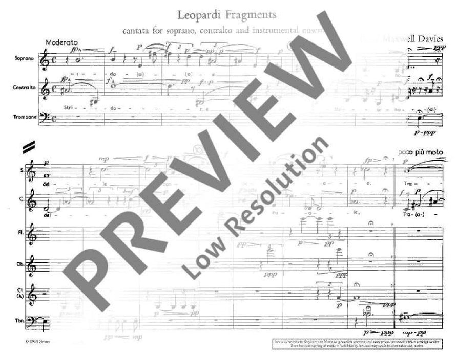 Leopardi Fragments op. 18 Cantate 馬克斯威爾．戴維斯 總譜 朔特版 | 小雅音樂 Hsiaoya Music