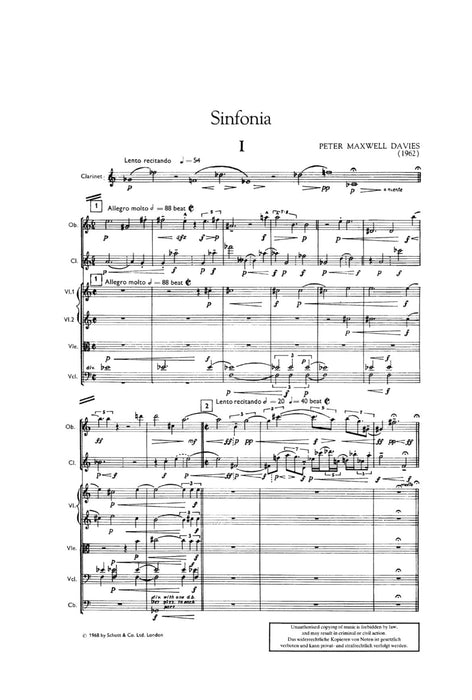 Sinfonia op. 20 馬克斯威爾．戴維斯 交響曲 總譜 朔特版 | 小雅音樂 Hsiaoya Music